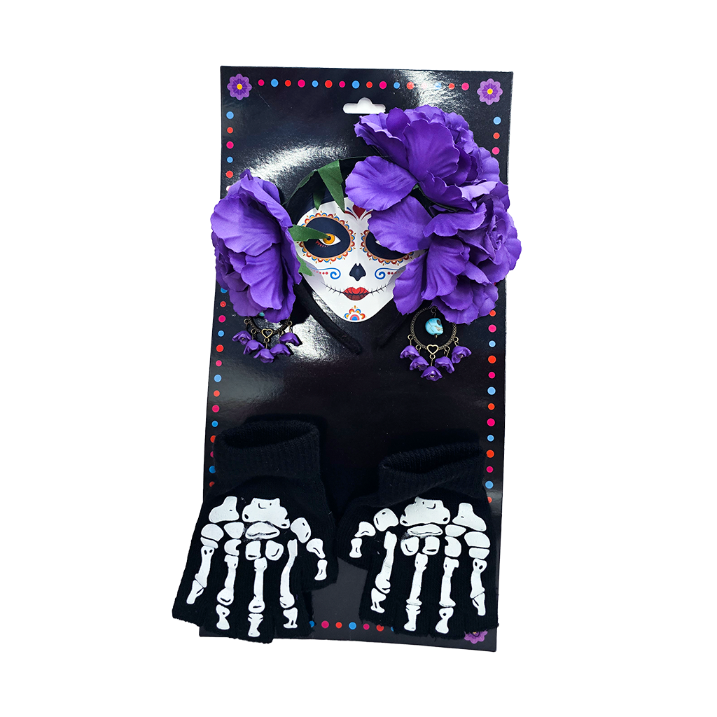 VINCHA C/GUANTES Y ARITOS DEC.